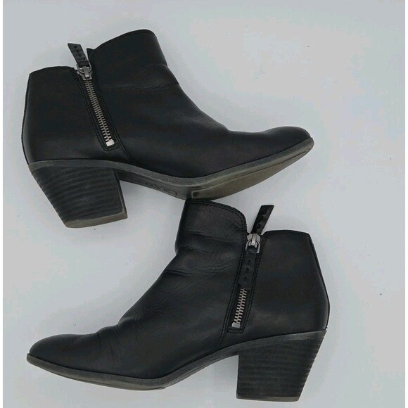 Frye Judith Double Zip Ankle Boots Womens Size 7.5M Black Leather Block Heel - Picture 5 of 9